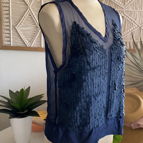 ❤️… Allsaints Blue Hand Embellished Top - Picture 1 of 6